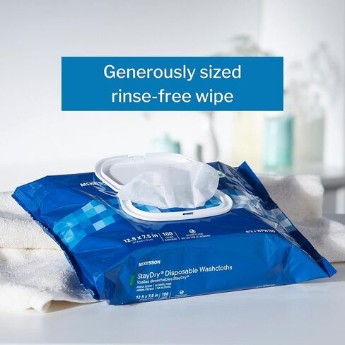 McKesson StayDry Disposable Wipes or Washcloths for Adults with Aloe, Incontinence, Alcohol-Free, Not-Flushable, Pleasantly Fragranced Aloe and Vitamin E Formula in Saudi Arabia