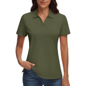 SMENG Womens Polo Shirts Short Sleeve V Neck Shirt Coolling Summer Tops Collared Golf Shirts