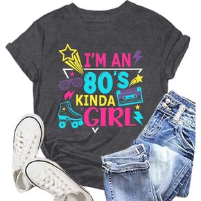 80s Shirt for Women Retro Vintage 80s' Party Tshirt I'm an 80's Kinda Girl Tee Shirt
