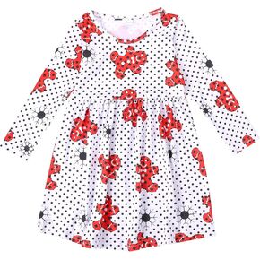 Christmas Toddler Girls Dress Snowman Elk Print Dresses Long Sleeve 2-8Y