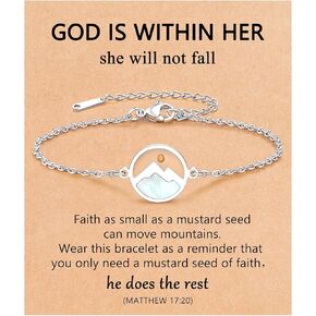 Silver/Gold Move Mountains-Mustard Seed Link Bracelet Catholic Christian Easter Christmas Birthday Gifts for Women Her