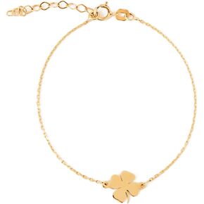 GELIN 14K Solid Gold Four-Leaf Clover Bracelet for Women | 14K Real Gold Lucky Bracelet | Dainty Clover Bracelet | Women's 14K Gold Nature Jewelry | Gift for Birthday, Adjustable 6" to 7"