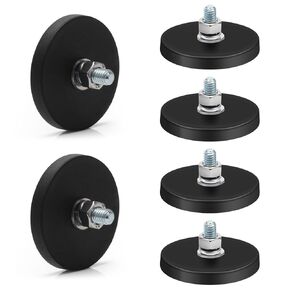 Winspeed M6 Rubber Coated Magnet 30LBS, 12 Pack Anti-Scratch Neodymium Magnet M6 Rubber Coated Mounting Magnets Base with M6 Threaded Studs for Light Bar Mirror Camera Tool