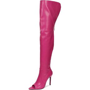 Cape Robbin Toxic Faux Snake Thigh High Over The Knee Boots, Peep Toe Stiletto Heel, Fashion Dress Boots for Women