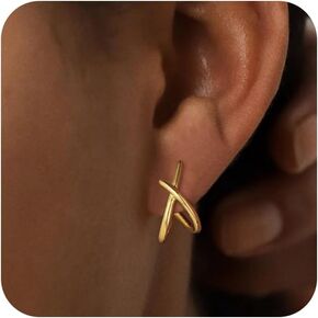 CAROVO Gold Earrings for Women 14K Gold/Silver Stud Earrings Dainty Minimalist Earrings Trendy Hypoallergenic Earrings for Women Men