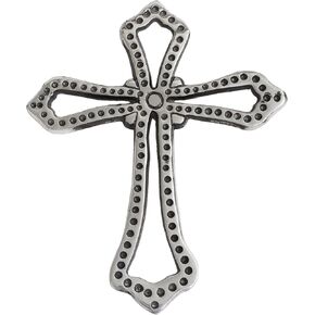 PURESTORY 10 x 8 Inches Decorative Metal Wall Cross for Home Décor | Religious Cross for Wall | Metal Cross Wall Decor Art for Home - Silver