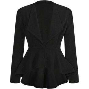 Floerns Women's Shawl Collar Long Sleeve Blazer Jacket Work Ruffle Hem Suit Jacket