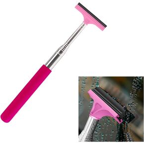 Car Side Mirror Wiper, Extended Mini Wiper for Clearing Rain Water from Car Rearview Mirror, Upgraded Retractable Car Window Cleaning Tool with Handle, Mini Wiper for Rainy and Foggy Weather (Pink)
