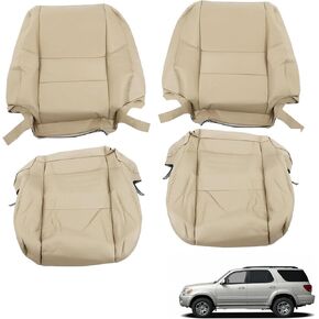 munirater 4Pcs Gray Bottom Lean Back Seat Cover Front Driver and Passenge Replacement for 2000-2004 Tundra 2000-2007 Sequoia
