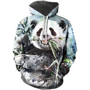 Cute Panda Print Hooded Pullover Novelty Hoodie for Mens Womens