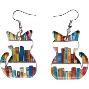 Cat Dog Book Earrings Book Lover Gifts Cat Lover Gifts Bookish Reader Gifts Teacher Earrings Teacher Gifts
