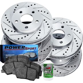 Power Sport Front Rear Brakes Pads and Rotors Kit| Brakes Rotors| Brakes and Rotors Kit Front and Rear| Ceramic Front Rear Brakes and Rotors Kit| Fit 1996-2003 BMW 525i, 528i