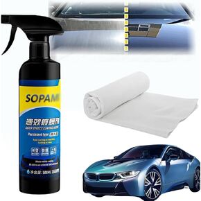 1PCS Car Coating Spray,Quickly Coat Car Wax, Quick Effect Coating Agent,Oil Film Emulsion Glass Cleaner,Polish Spray Waterless Wash Wax Kit with Towel(500ml)