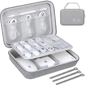 Lacdo Hard Travel Electronic Organizer Case for MacBook Power Adapter Charger, Cables, Cords, Apple Pencil, Mouse, Power Bank, USB Flash Disk, SD Cards EVA Protective Portable Accessories Bag, Black