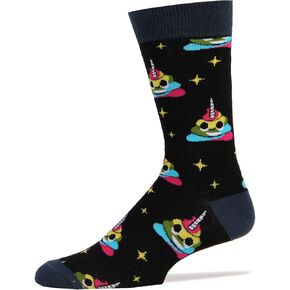 Mens Novelty Funny Crew Socks Unicorn Poop