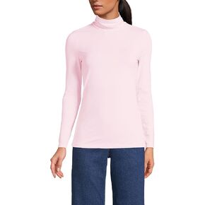 Lands' End Women LWCM Shaped Turtleneck Pink Fog Tall Large