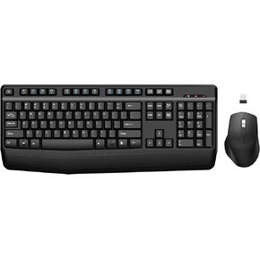 Wireless Keyboard and Mouse Combo, EDJO 2.4G USB Wireless Keyboard with Palm Rest, 3 DPI Adjustable Wireless Mouse, Compatible with Windows, Mac OS Desktop/Laptop/PC（Black）