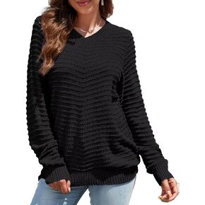 MONNURO Womens Sweaters Plus Size Long Sleeve V Neck Lightweight Textured Sweater Fall Fashion Pullover Jumper Tops
