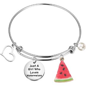 FAADBUK Funny Watermelons Bracelet Fruit Lover Gift Just A Who Loves Watermelons Jewelry Bracelet Watermelons Lover Gift Watermelons Jewelry (Watermelons BR-S)