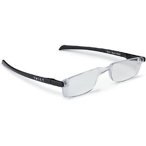 Calabria Twist Flat Folding Reading Glasses Rimless Ultra Thin Foldable Compact Readers Travel Portable Eyeglasses Slim Case