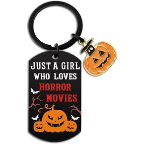 Valentines Day Gifts for Women Girls Daughter Teens Ladies Scream Slasher Horror Movie Lover Gifts Spooky Keychains Pumpkin Pendant Accessories Halloween Basket Stuffers Decorations for Scary Films