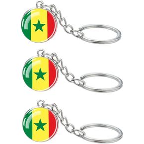 3 Pcs Senegal Senegalese Flag Key Chain,Cool Keychain for Car Keys, Stainless Steel Keyrings & Keychains,Used for Home Decoration, Jewelry Hanging Decorations.