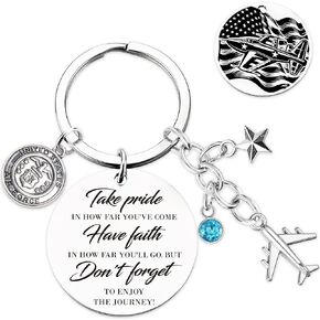 Military Pilot Keychain for Men Women - Inspirational Military Gift Keyring, Academy Graduation Birthday Christmas New Year