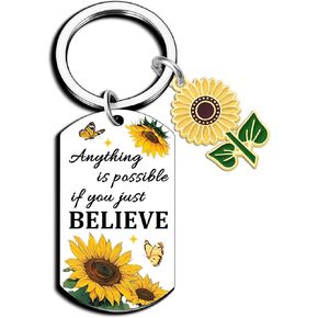 Sunflower Gifts for Women Inspirational Gifts for Women Motivational Keychain Gifts for Siblings Adult Sunflower Keychain Christmas Gifts Cheer Up Encouragement Funny Gifts for Friend