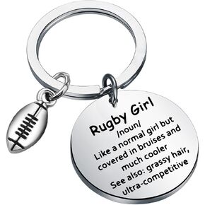Gzrlyf Rugby Girl Gifts Rugby Keychain Funny Rugby Girl Definition Gifts for Rugby Lovers Rugby Player Team Gifts