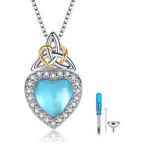 925 Sterling Silver Cremation Jewelry Urn Necklace- Teardrop/Heart/Tree of Life/Infinity/Bar Pendant Necklaces for Ashes for Women Memorial Keepsake Jewelry Gifts