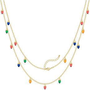 FAMARINE Christmas Necklace for Women, Colored Light Bulbs Bracelet for Women Christmas Gift