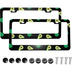 Delerain Cherry 2Pcs License Plate Frame, Aluminum Metal with Screw Caps 2 Holes Car Tag Cover Holder Frames or US Standard Vehicles
