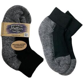 Maggie's Organic Cotton Low-Cut Sports Socks for Men & Women - One Pair Extra Large Size Black Low-Cut 14-16