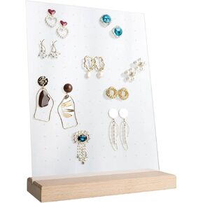 GemeShou Beech earring display for selling jewelry, wooden earring holder for studs display, small jewelry studs display board for show【Wood stand with acrylic board-Beech】