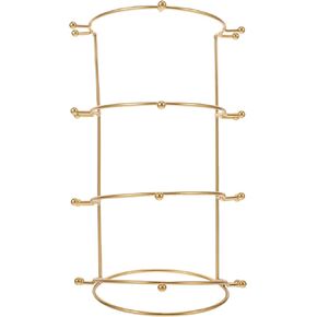 CALLARON Jewelry Organizer Stand 4-Tier Necklace Display Holder Crown Organizer Stand Metal Earring Holder Organizer Vintage Headband Hairband Storage Stand Golden Wedding Decorative 11 x 6.29 inch