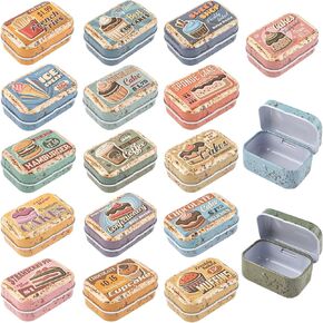 Framendino, 6 Pack Mini Trinkets Decorative Tin Box with Lid Vintage Metal Jewelry Case Containers Random