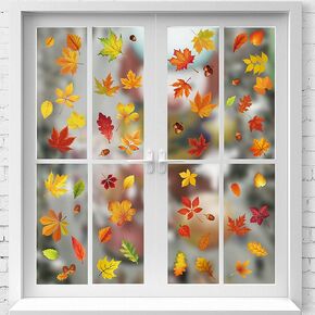 174pcs Fall Window Clings,9 Sheets Fall Stickers Double Sided Reusable for Autumn Holiday Home Decoration