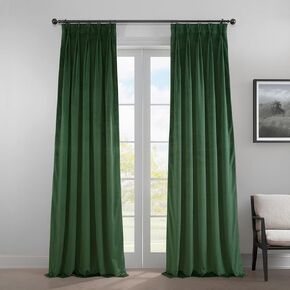 HPD Half Price Drapes Heritage Plush Velvet Curtains for Bedroom (1 Panel) 25 X 96 French Pleat Room Darkening Curtains for Living Room, Eden Green