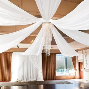 6 Panels White Ceiling Drapes for Weddings Cheesecloth Sheer Fabric for Draping, Ceiling Drapes for Weddings Chandelier Hanging Decorations Stage Arch Draping Event Drapery Tent Draping (5ftx10ft)