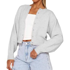 Women's Cardigans Button Down Solid Color Knit Sweater Shirt Lady Lightweight Jackets Fall Winter Outfits