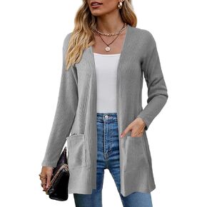 OmicGot Women's Cardigans with Pockets Casual Lightweight Classic Open Front Cardigan Sweaters for Women S-XL