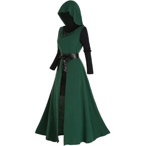 DRESSFO Women Victorian Dress Renaissance Costume Gothic Witch Dress 2pcs Gothic Dress
