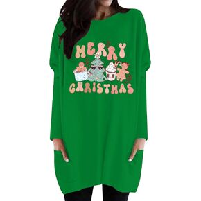 QLIPIN Christmas Gingerbread Dress Shirt Women Funny Cookie Graphic Shirts Merry Christmas Long Sleeve Tops With Pockets