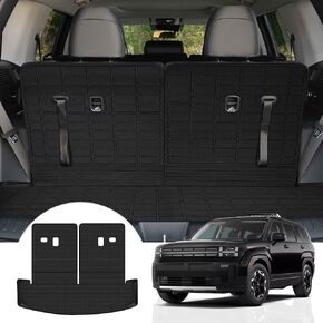 Trunk Mat with Backrest Mat for 2024 2025 Hyundai Santa Fe Cargo Mat Liner TPE Protector All Weather Back Seat Cover 3rd Row for 2024 2025 Hyundai Sante Fe Accessories