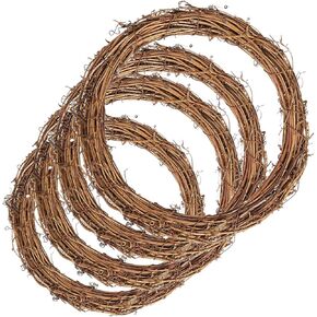 Natural Grapevine Wreaths, Vine Branch Wreath Garland for DIY Christmas Craft Rattan Front Door Wall Hanging Holiday Party Decors (12 Inch, 4 Pack)
