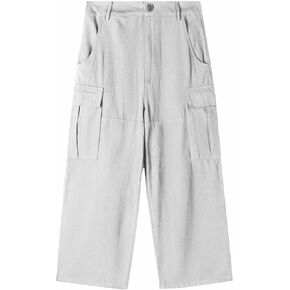 perdontoo Men's Casual Baggy Cargo Pants Casual Streetwear Wide Leg Trousers (30, Grey)