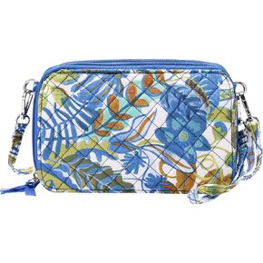Brentano Cotton quilted double-zipper crossbody wallet purse and clutch