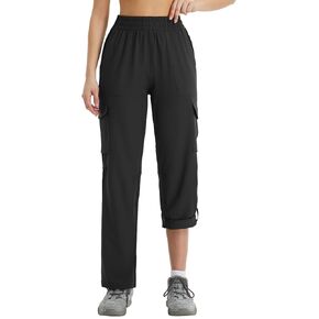 BALEAF Women's Hiking Pants Water Resistant Convertible Cargo Capri Roll Up Capri UPF50+ Zipper Pockets Clothing Travel