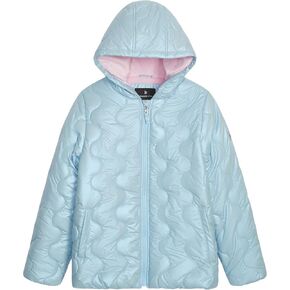 LONDON FOG Girls' Heavyweight Quilted Shimmer Puffer Jacket with Fleece Lining