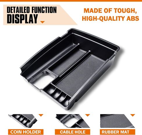 TACORBO Center Console Tray Compatible with Nissan Rogue 2014-2020 and Rogue Sport 2017-2022 Accessories, Armrest Secondary Storage Box, Also Fit Murano 2015-2023 2024 Interior ABS Insert Tray, Black in Kuwait